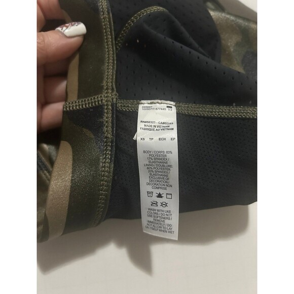 Nike Women's Dri-Fit Sports Bra High-Neck Green Camo Swoosh Logo XS - Picture 7 of 10